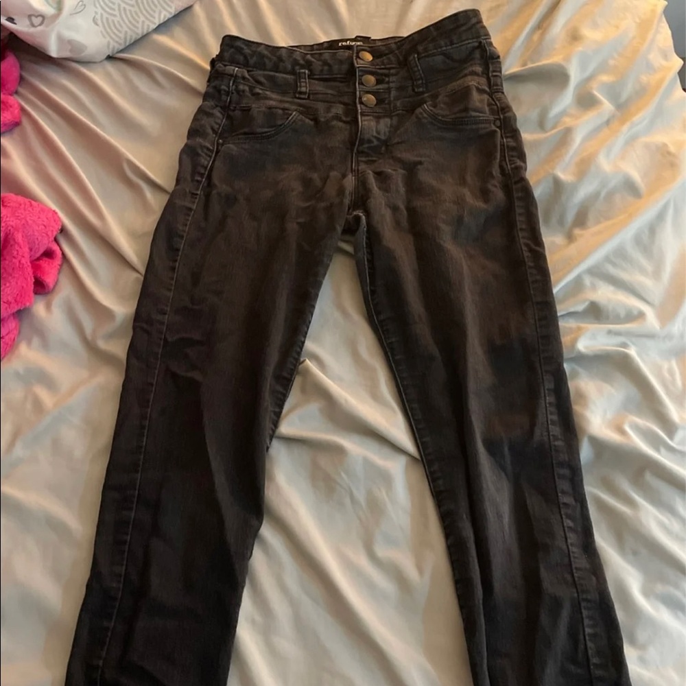 3 button black girl skinny jeans
